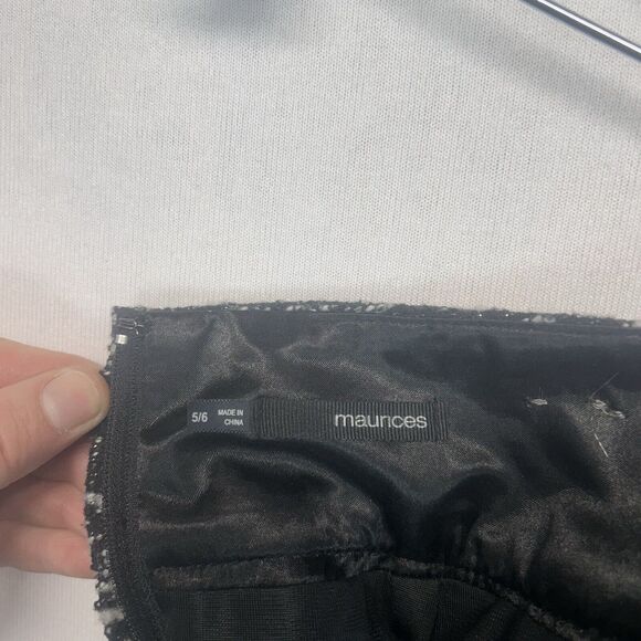 Maurices Womens 5/6 Pnecil Skirt Polyester Wool Blend Black White Zip Up Work - Picture 3 of 8